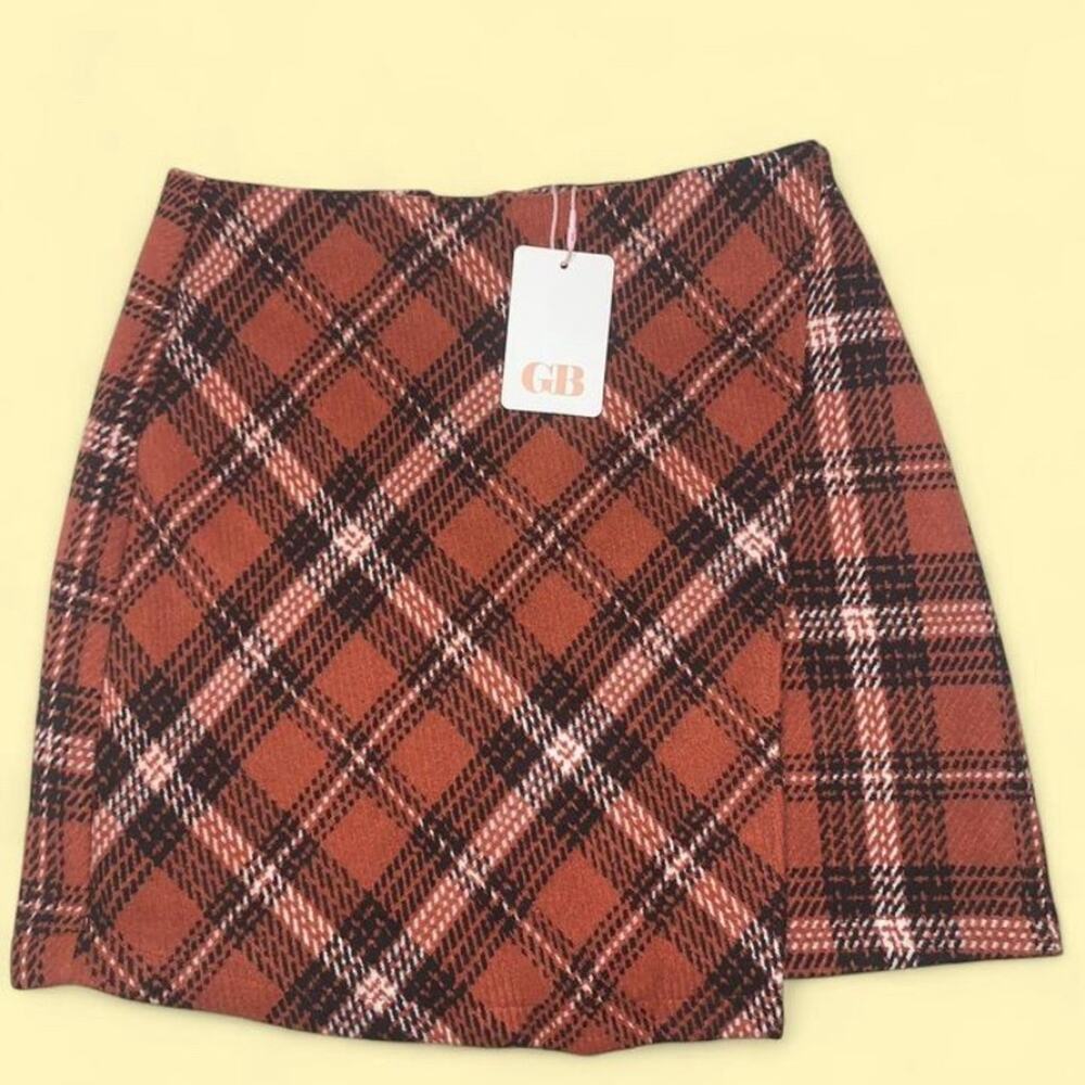 Gianni Bini Plaid Mini Skirt in Red and Black